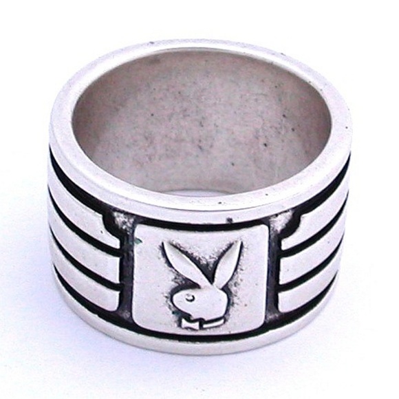 Mens Playboy Ring Wide Band Silver Plated 9 10 11 - Picture 6 of 6